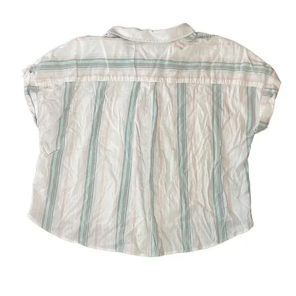Far West Pastel Striped Button-up Crop Top Size 2XL - Picture 2 of 5